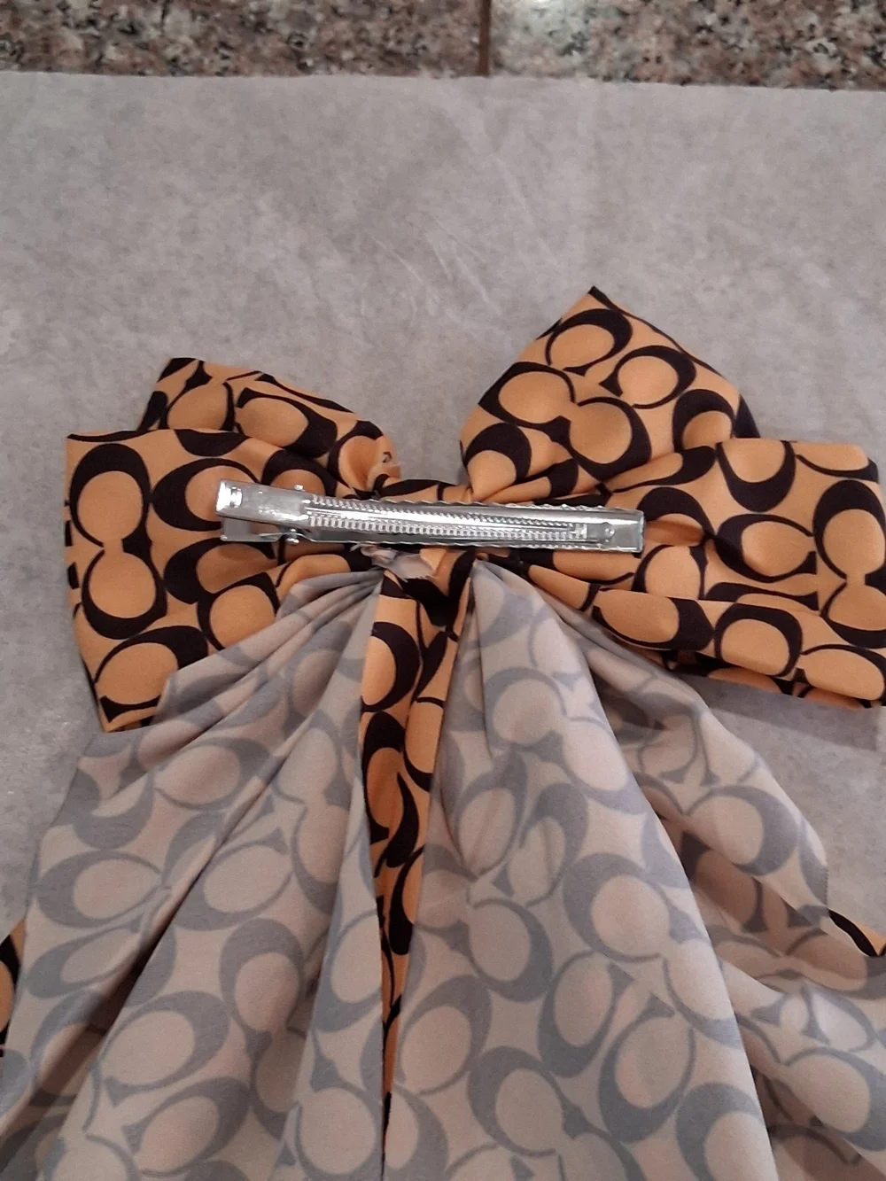 Designer inspired Bow Tie- Hair Clip in Tan and Brown.New